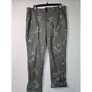 Democracy Flex-ellent Women's 6 Green Floral Print Utility Pants Stretch Roll